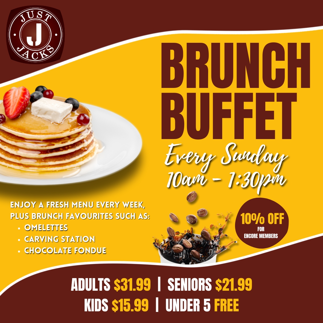 sunday brunch buffet every week at just jacks