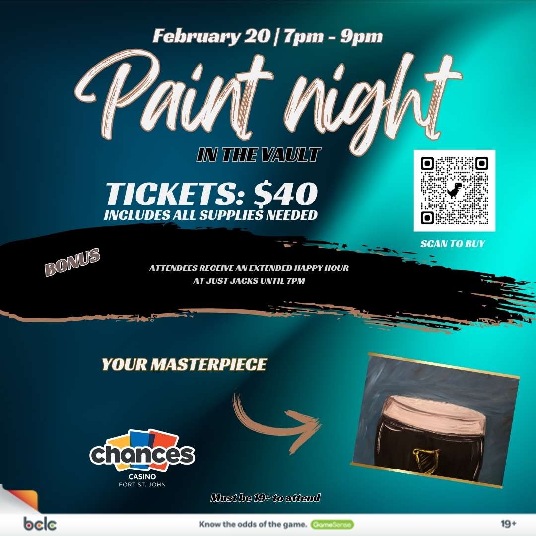paint night at chances fort st john on february 20
